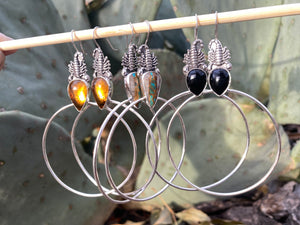 Scorpion Swing Hoops—Mexican Amber