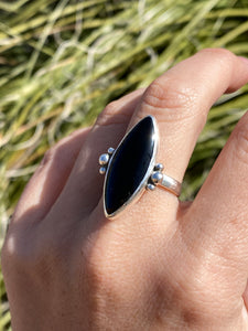 Classic Black Onyx Marquis Ring—size 8