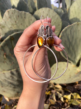 Load image into Gallery viewer, Scorpion Swing Hoops—Mexican Amber