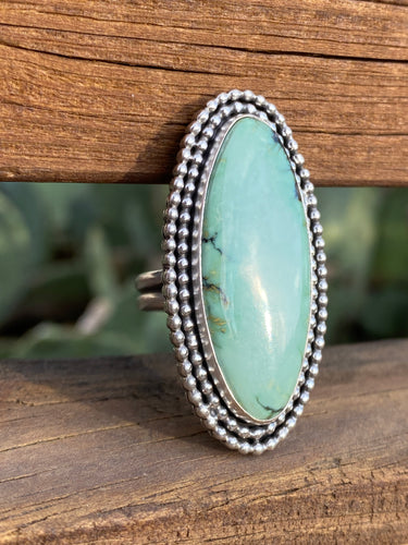 Seafoam Green Saguaro Variscite Statement Ring - size 8