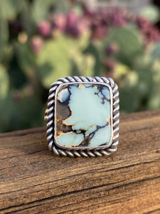 Double Scorpion Aloe Variscite Ring - size 7