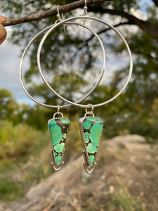 Green Hubei Black Matrix Turquoise Hoop Earrings