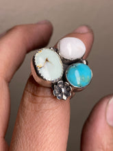 Load image into Gallery viewer, Cluster Ring - White Buffalo, Turquoise &amp; Aloe Variscite (size 6.5)