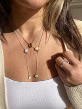 Load image into Gallery viewer, Fiery Opal Lariat Necklace — Half Beaded