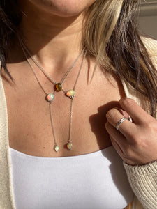 Fiery Opal Lariat Necklace — Half Beaded