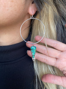 Green Hubei Black Matrix Turquoise Hoop Earrings