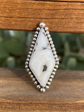 Load image into Gallery viewer, White Buffalo Beaded Kite Ring - size 5.25