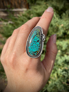 Blue-green Hubei Turquoise Scorpion Ring - size 7.75