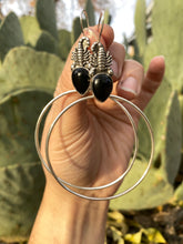 Load image into Gallery viewer, Scorpion Swing Hoops—Black Onyx