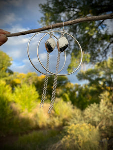 White Buffalo Chain Hoop Statement Earrings