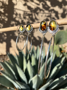 Mexican Amber Double Rainbow Hoops