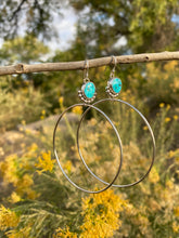 Load image into Gallery viewer, Old Stock Kingman Turquoise Half Beaded Hoop Earrings