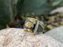 Load image into Gallery viewer, Aloe Variscite Square Ring with Textured Band—size 5