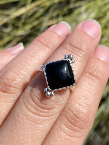 Black Onyx Square Ring—size 6.5