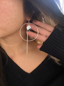 White Buffalo Chain Hoop Statement Earrings