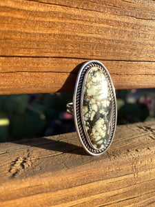 Creamy Aloe Variscite Statement Ring—size 9