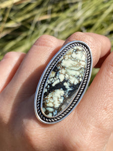 Creamy Aloe Variscite Statement Ring—size 9