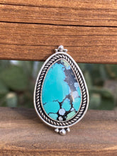 Load image into Gallery viewer, Snowlake Turquoise Teardrop Ring - size 10