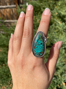 Blue-green Hubei Turquoise Scorpion Ring - size 7.75