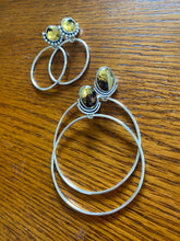 Load image into Gallery viewer, Mexican Amber Half Beaded Mini Hoops