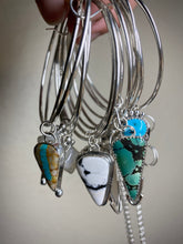 Load image into Gallery viewer, Old Stock Kingman Turquoise Half Beaded Hoop Earrings