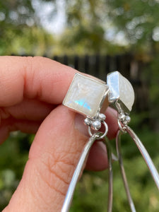 Shimmery Moonstone Post Hoops