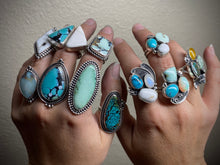 Load image into Gallery viewer, Snowlake Turquoise Teardrop Ring - size 10