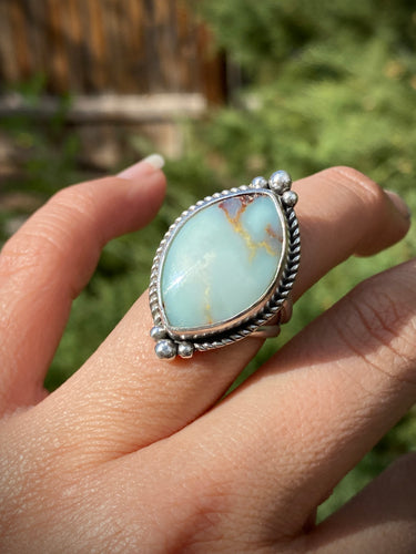 Aloe Variscite Marquis Ring - size 6.5