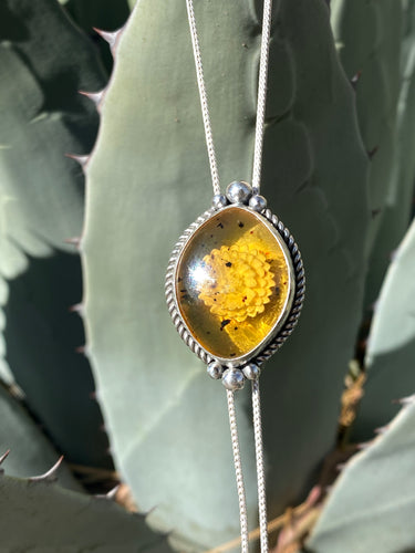 Chain Bolo—Carved Mexican Amber Marquis