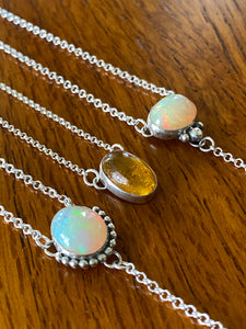 Fiery Opal Lariat Necklace — Accent Trio