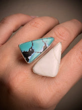 Load image into Gallery viewer, Snowlake Turquoise and White Buffalo Double Ring - size 8.5/9