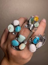 Load image into Gallery viewer, Cluster Ring - White Buffalo, Turquoise &amp; Aloe Variscite (size 6.5)