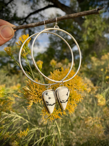 White Buffalo Hoop Earrings