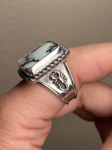 Double Scorpion Aloe Variscite Ring - size 7