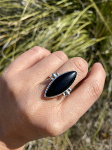 Classic Black Onyx Marquis Ring—size 8