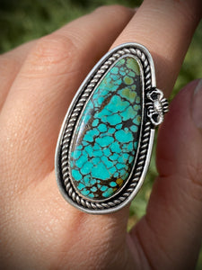 Blue-green Hubei Turquoise Scorpion Ring - size 7.75