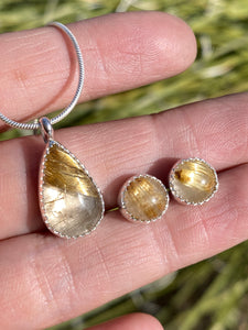 Rutilated Quartz Set—Studs & Necklace