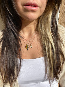 Amber Moon and Onyx Necklace