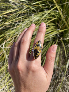 Simple Aloe Variscite Marquis Ring—size 8