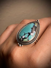 Load image into Gallery viewer, Snowlake Turquoise Teardrop Ring - size 10