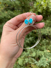 Load image into Gallery viewer, Old Stock Kingman Turquoise Half Beaded Hoop Earrings