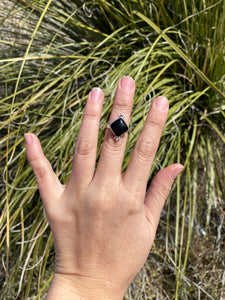 Black Onyx Square Ring—size 6.5