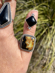 Black Onyx Square Ring—size 6.5