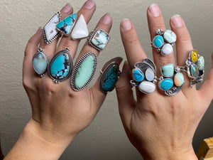 Cluster Ring - Aloe Variscite, Opal & Turquoise (size 9.5)