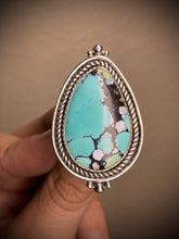 Load image into Gallery viewer, Snowlake Turquoise Teardrop Ring - size 10