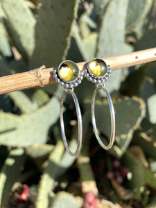 Mexican Amber Half Beaded Mini Hoops