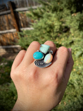 Load image into Gallery viewer, Cluster Ring - Aloe Variscite, Opal &amp; Turquoise (size 9.5)