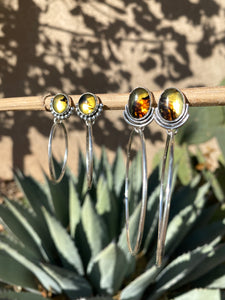 Mexican Amber Half Beaded Mini Hoops