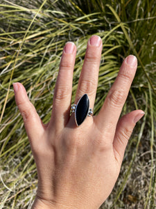 Classic Black Onyx Marquis Ring—size 8