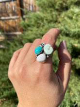 Load image into Gallery viewer, Cluster Ring - White Buffalo, Turquoise &amp; Aloe Variscite (size 6.5)